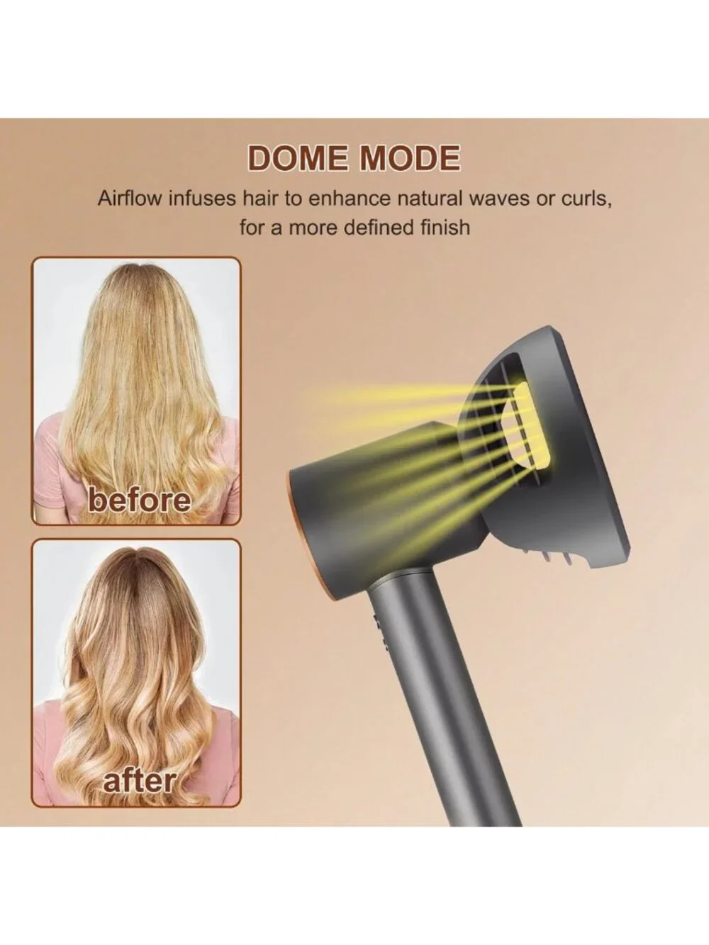 Wave & Curl Hair Diffuser Attachment for Fast Drying, Volume & Definition - Gray